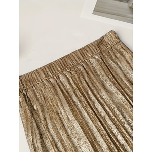 Jupe-<span class=keywords><strong>parapluie</strong></span> pour femme Summer Bright Metallic Floor-Length Natural Waist Casual A-line Large Size Solid 100% Polyester - Product Image 2