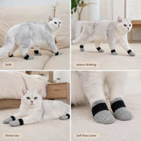 Chaussettes personnalisées pour chiens et chats, chaudes, imperméables, antidérapantes, imprimées, double couche, en coton, avec semelle en caoutchouc à pois, douces, respirantes, pour la marche en intérieur, soin des pattes