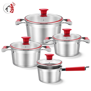 หม้อและกระทะทำอาหารสำหรับครัวขายส่ง หม้อสแตนเลสสำหรับต้มนม หม้อตุ๋นพร้อมด้ามจับแบบผสมผสานสแตนเลสและซิลิโคน - Product Image 1