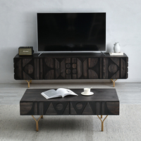 Meuble TV en bois minimaliste nordique, mobilier italien pour la maison, table basse avec base en métal en forme de Y et armoire de rangement