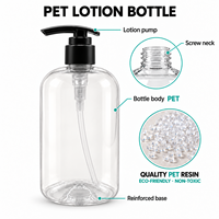 Flacon distributeur de savon 500 ml, en PET, à épaule ronde, avec pompe à débit large, vide, pour lavage des mains et lotion corporelle, emballage OEM