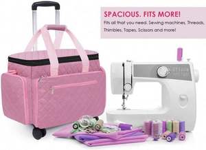 Free Sample Rolling <b>Sewing</b> Machine <b>Bag</b> Collapsible Trolley <b>Bag</b> with Wheels <b>Sewing</b> Machine Carrying <b>Bag</b> - Product Image 4