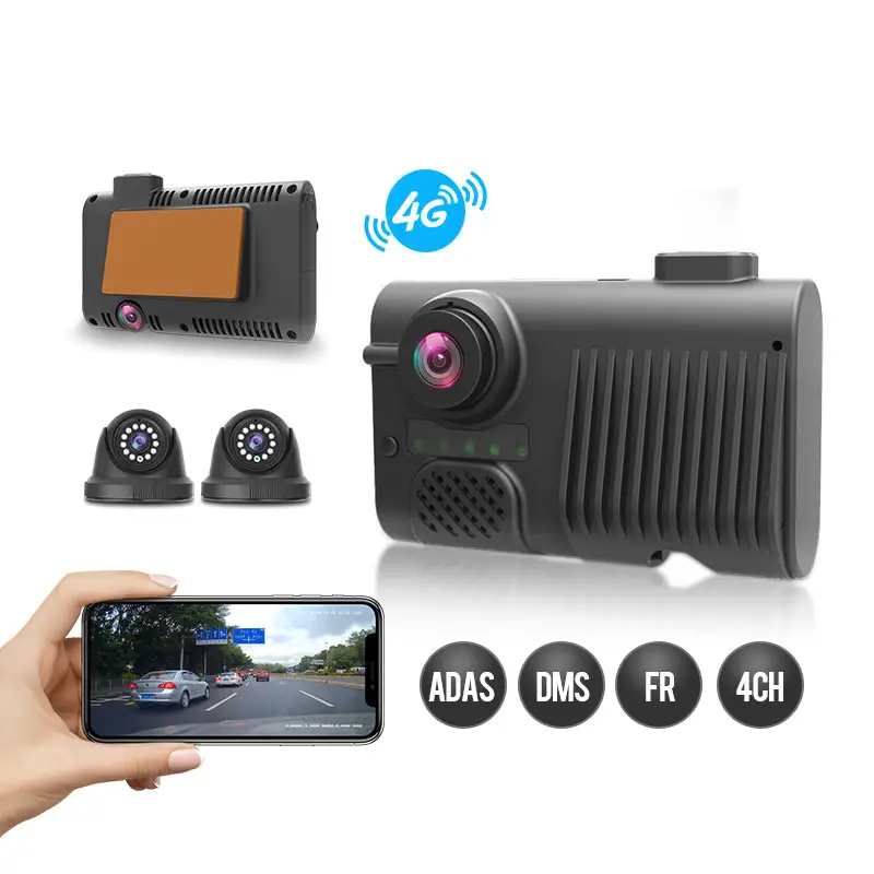 كاميرا 4G Mdvr 4Ch احترافية للسيارة Dvr P Ai Mobile Dvr Gps 4G Cms 4 Channel Dash 4 Cam مع Sim