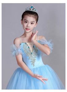 Vestido de Ballet, disfraz largo de actuación para niños, baile romántico largo, tutú esponjoso, correa de cisne para niños, traje de baile, actuación - Product Image 5