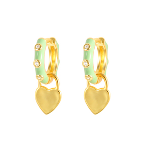 ROXI Pendientes de Aro Huggie de Plata de Ley 925 con Colgante de Corazón Esmaltado INS para Mujer - Product Image 3