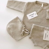 100% coton biologique tricoté ensemble de vêtements unisexe bébé pull enfant en bas âge doux printemps automne hiver tenue Ins Style pull fermeture
