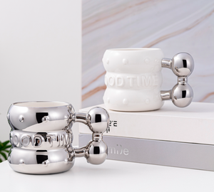 Mug en céramique plaqué argent de haute qualité 400 ml, mugs à bière, tasses de café, tasse en porcelaine, mug à thé au lait en céramique avec poignée - Product Image 3