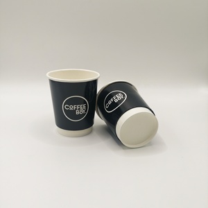 Gobelet à café, thé ou jus en papier à double paroi, personnalisé avec logo imprimé, jetable, kraft blanc, luxe, petit, 4 oz, 8 oz, 12 oz, avec couvercle - Product Image 5