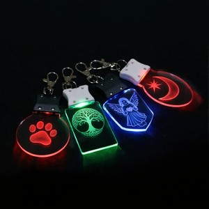 Porte-clés LED acrylique mini mignon, 7 couleurs, rechargeable par USB, gravure laser 3D, hologramme, <span class=keywords><strong>pour</strong></span> enfants, <span class=keywords><strong>cadeau</strong></span> - Product Image 1