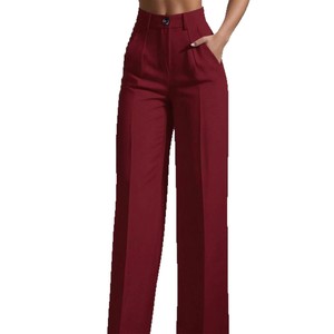 <span class=keywords><strong>Pantalon</strong></span> de travail long <span class=keywords><strong>ample</strong></span> à taille haute plissé décontracté pour femmes, couleur unie froissée vintage européenne américaine 2026 - Product Image 5