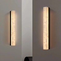 Applique murale LED en marbre de style chinois moderne, avec finition laiton cuivré, design simple et nouveau, pour salon et maison