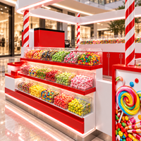 Kiosque de présentation de bonbons moderne et écologique personnalisé avec éclairage LED et design de mobilier commercial haut de gamme pour les magasins de détail