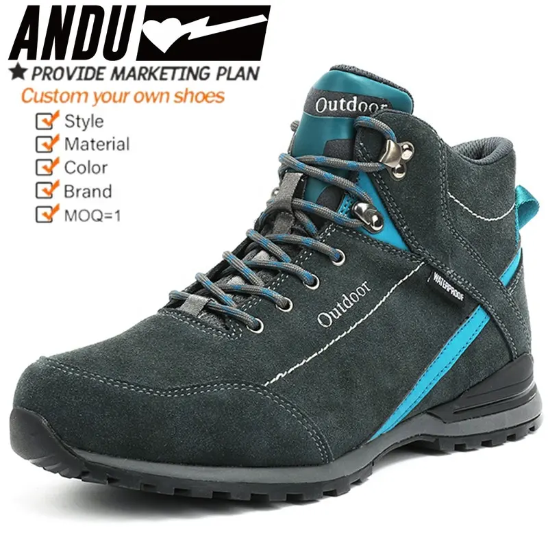 Custom Design High Heel Waterproof Large Size Mens Hiking Boots Shoes Anti-slip Outdoor Climbing Trekking Mountain Shoes