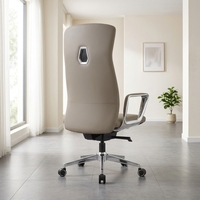Chaise de bureau exécutive contemporaine en cuir à dossier haut, fonction pivotante réglable, cadre en aluminium, ergonomique pour la maison ou le bureau