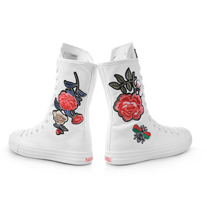 Nouvelles Espadrilles <span class=keywords><strong>Femme</strong></span> à Fermeture Éclair et Lacets, Chaussures en Toile Brodé Légères Mi-Montantes pour Dames – Grande Vente - Product Image 5