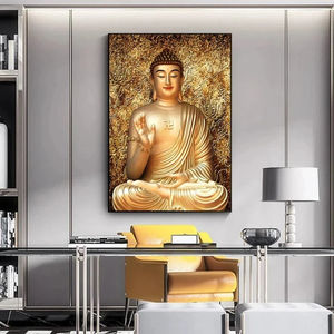 Modern Golden <strong>Buddha</strong> Statue Print Art <strong>Canvas</strong> Poster for Living Room Decor Home Wall Picture <strong>Painting</strong> - Product Image 3