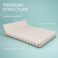Matelas de piscine gonflable pour adultes, couvert de tissu rayé, transat flottant avec dossier, personnalisable pour les centres de villégiature, OEM