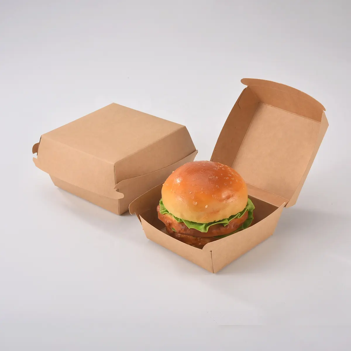 Caja de embalaje de hamburguesas de papel Kraft impresa personalizada