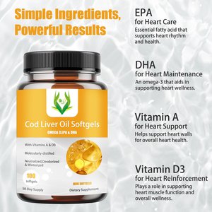 OEM ODM Cod Liver Oil Softgels Omega 3 EPA DHA Vitamin A&D3 Support Heart Glowing Skin Dietary <b>Supplement</b> - Product Image 6