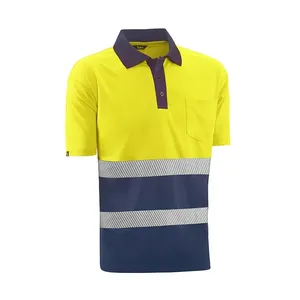 Polo - HVS620YDN S London - Colore: Giallo fluorescente/blu - Tessuto sportivo "Eye Bird". Traspirante, assorbe l'umidità. - Product Image 1