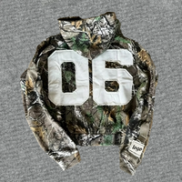 Sweat à capuche zippé pour homme 2026 personnalisé, haute qualité, 100% coton, streetwear, imprimé numérique camouflage Real Tree, avec patch brodé