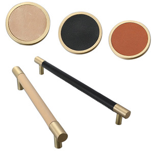 Furniture Knobs Brass Leather Kitchen <b>Handle</b> Classical Drawer <b>Pull</b> Cupboard <b>Door</b> <b>Handle</b> for Home Decoration - Product Image 6