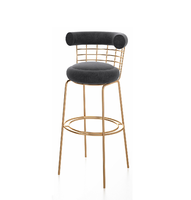 Tabourets de bar modernes de luxe en gros, comptoir d'îlot de cuisine, chaise de bar en métal doré pour salle à manger, salon, meubles