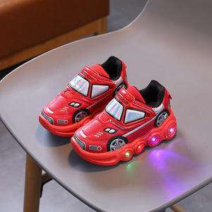 Chaussures de sport pour enfants en cuir avec dessin animé de voiture, lumière LED, 1-6 ans, garçons, antidérapantes, décontractées, chaussures de marche pour enfants, baskets lumineuses - Product Image 4