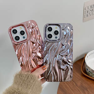 Custodia per Telefono 3D Plissettata con Effetto Rugoso per <span class=keywords><strong>iPhone</strong></span> <span class=keywords><strong>11</strong></span> 12 13 14 15 Pro, <span class=keywords><strong>Cover</strong></span> di Lusso Sottile con Glitter in Tinta Unita per <span class=keywords><strong>iPhone</strong></span> 16 Pro Max - Product Image 2