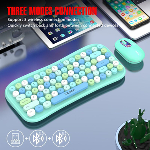 Juego de ratón y <span class=keywords><strong>teclado</strong></span> inalámbrico de 3 modos <span class=keywords><strong>Teclado</strong></span> silencioso Candy Teléfono móvil Laptop <span class=keywords><strong>Teclado</strong></span> de ratón universal - Product Image 4