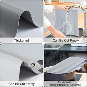 Tapis de table en silicone de qualité alimentaire personnalisé, gris semi-transparent, réutilisable, antidérapant, pour comptoir de cuisine, passe au lave-vaisselle - Product Image 3