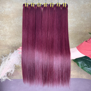 Extensions de Cheveux Humains Lisses Bourgogne 99J en Gros, 100% Cheveux Humains Vierges, Tissage Double Trame - Product Image 3
