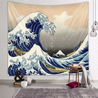 Tissu de fond de surf japonais Kanagawa Ins tissu mural suspendu tête de lit décoration tapisserie
