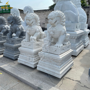 Tiananmen-estatua tradicional china de perros Fu, escultura de Leones cuadrados de mármol - Product Image 6