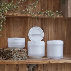 Wholesale 50g 100g 120g 150g <b>Plastic</b> PP <b>Jars</b> Frosted Cosmetic Cream Container with Spoon Cotton Pads <b>Jar</b> with Tweezers - Product Image 1