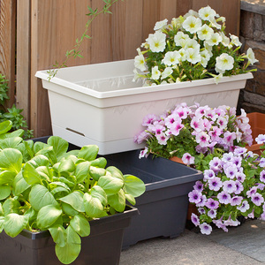 Grand pot de fleurs rectangulaire en plastique pour jardin, <span class=keywords><strong>jardinière</strong></span> pour légumes, pots de <span class=keywords><strong>balcon</strong></span>, jardinières murales d'extérieur avec trous de drainage pour balustrade - Product Image 4
