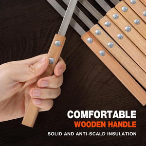 23 Inch <b>BBQ</b> Skewers Metal Grills <b>Tool</b> <b>BBQ</b> Kabob Stick With Wood Handle - Product Image 2