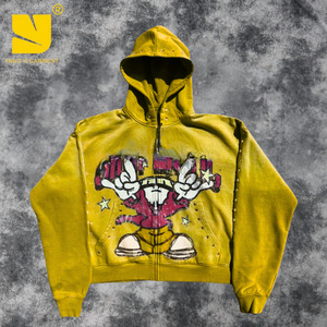 <span class=keywords><strong>Sudadera</strong></span> con capucha de una pieza personalizada de 360 GSM para hombres vendedores largos con impresión digital y diseño de cremallera con lavado ácido <span class=keywords><strong>Sudadera</strong></span> con capucha - Product Image 5