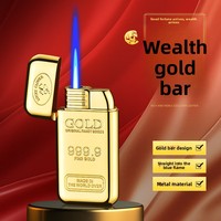 Briquet coupe-vent créatif en forme de lingot d'or, en métal, rechargeable, personnalisé, tendance, cadeau bijou pour homme