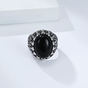 Mountain and Sea Punk Style Jewelry Skull Tiger Eye <b>Ring</b> for Men, Niche and Unique <b>Titanium</b> Steel Gemstone High-End Index Finger - Product Image 3