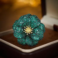 Bros Pin Camellia Zirkon Mikro-pave Mewah TIANSHE, Peniti Mode Eksklusif Kelas Atas, Hadiah Hari Ibu