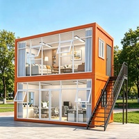 Conteneur modulaire plat 20 et 40 pieds avec portes et fenêtres personnalisées, assemblage rapide, pour bureau, gîte, boutique, hôtel en acier