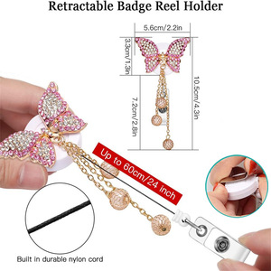 Cross-border metal easy-open <b>buckle</b> bee and butterfly retractable belt <b>clip</b> badge scroll keychain wholesale - Product Image 4