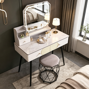Modern Makeup Vanity <b>With</b> Lighted Mirror <b>Storage</b> Drawers Bedroom <b>Dressing</b> <b>Table</b> <b>With</b> Stool - Product Image 5