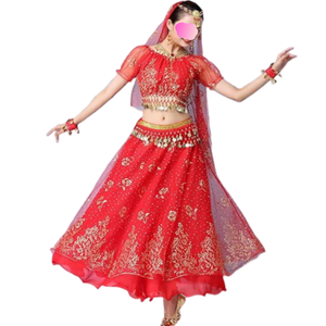 <span class=keywords><strong>Mujer</strong></span> señoras danza del vientre falda India <span class=keywords><strong>Bollywood</strong></span> Halloween <span class=keywords><strong>disfraz</strong></span> gasa falda brillante danza del vientre traje - Product Image 3