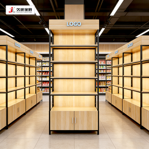 Estantes de Madera para Abarrotes JIUSHUN, Estante de Exhibición Resistente, Gabinete con Logotipo Personalizado, Estantes de Madera para Supermercados - Product Image 2