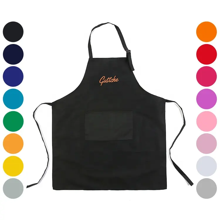 Tabliers de cuisine chef de cuisine avec logo personnalisé imperméable en coton polyester homme femme bavoir vierge noir pour restaurants