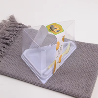 Boîte à Gâteau au Fromage Triangulaire en Gros avec Couvercle Transparent, Base Noire, Plateau en Plastique pour Tranches de Gâteau, Contenants à Desserts et Sandwichs en Matière PET