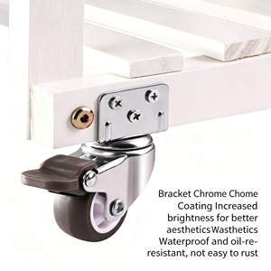 38mm Dual <b>Wheel</b> Caster Threaded Stem Solid Nylon With <b>Wheel</b> Lock Premium Quality For Kitchen Island Noiseless Glide - Product Image 2