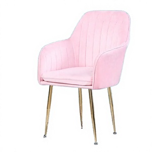 Fauteuil de salon en velours de style minimaliste nordique, avec pieds dorés, design scandinave, couleur rose - Product Image 3
